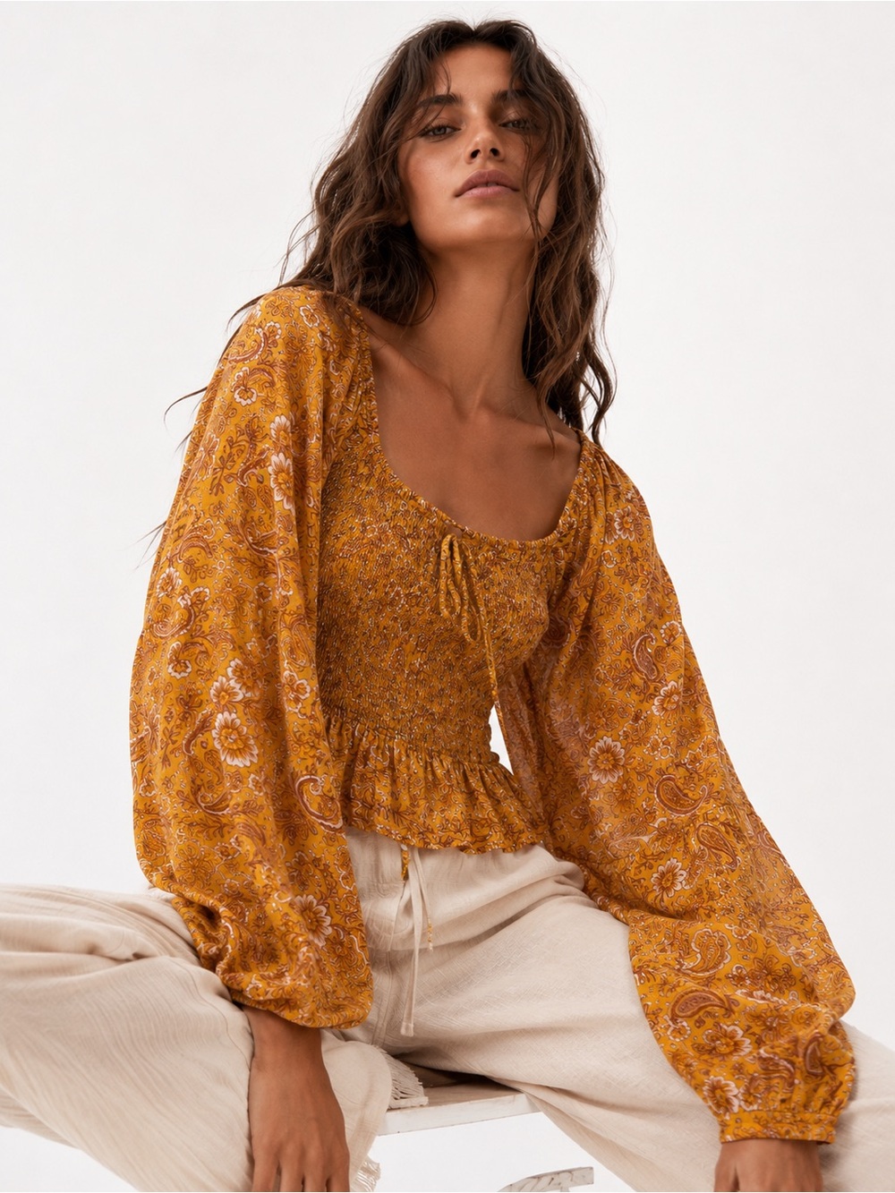 Patrons Of Peace Boho Top with Smocking